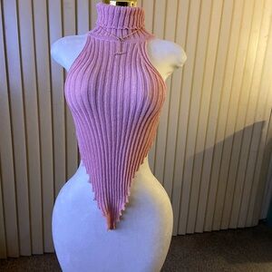 Mauve Ribbed Halter Top